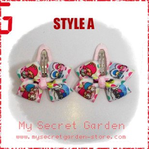 Little Twin Stars, Hello Kitty + Doraemon Grosgrain Ribbon Girls Hair Bows Clip BB Hair Pin